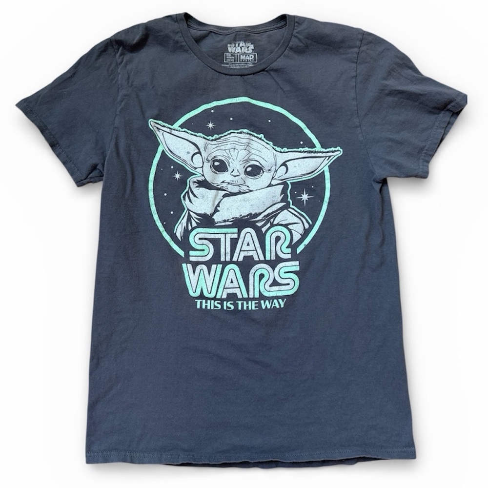 Star Wars Grogu / Baby Yoda T-shirt  - Charcoal w/ Green - Men’s M (38/40)